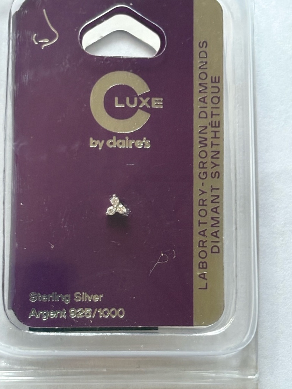 Sterling Silver White Stud nose ring